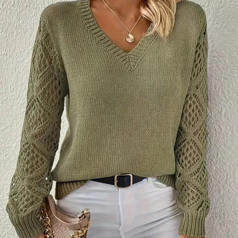Donna - Maglia con scollo a V - Tessuto misto acrilico