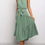 Abito midi svasato a pois da donna