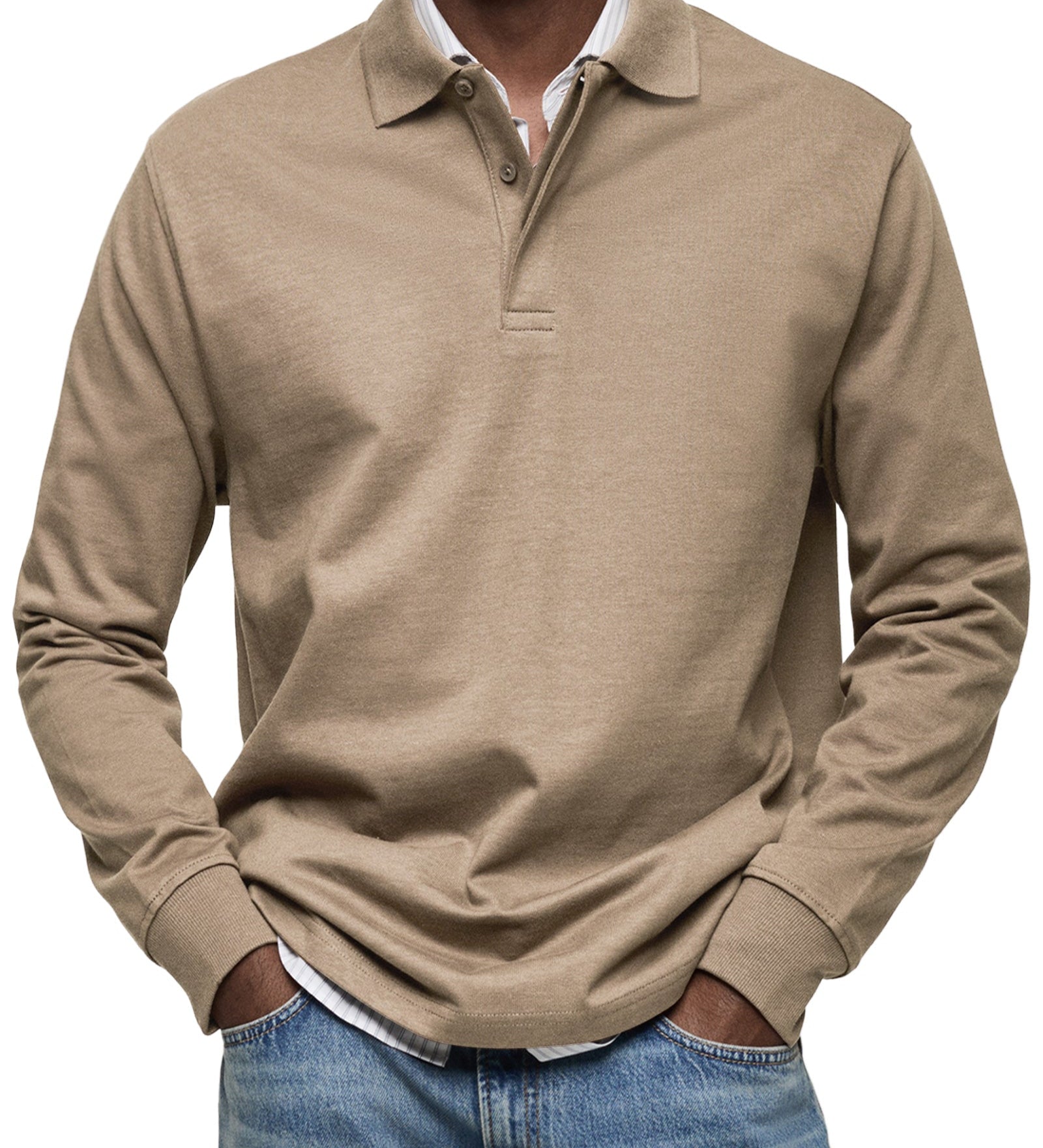 Varel | Camicia Poloshirt Casual a Maniche Lunghe