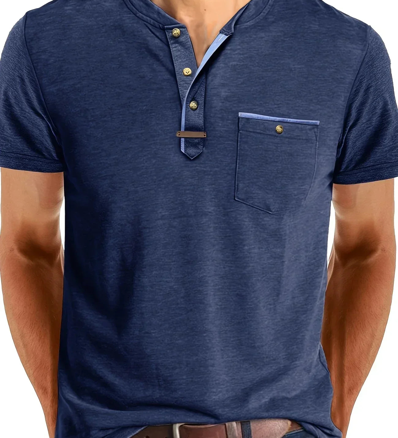 Varel | T-shirt elegante con colletto rotondo e tasca