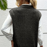 Donna - Gilet a coste con scollo a V - Vestibilità rilassata