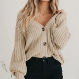Donna - Cardigan in maglia grossa - stile bottoni sul davanti