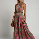 Abito midi drappeggiato da donna con collo halter - Chic e valorizzante