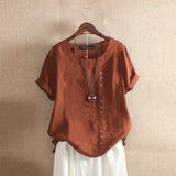 Blusa Femminile Sottile – Maniche Corte, Con Bottoni, Adatta per Uso Quotidiano
