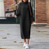 Donna - Vestito midi in maglia con collo a dolcevita