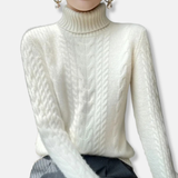 Donna - Maglione a maglia a cavo - Stile dolcevita