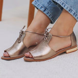 Laura™ | Sandalo basso in pelle metallizzata