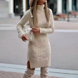 Donna - Vestito midi dolcevita lavorato a maglia - Vestibilità slim