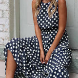 Maxi vestito donna stile vintage – abito estivo con fantasia a pois