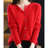 Cardigan di Lusso in Lana Merino e Cashmere per Donna – Maglia Invernale Elegante con Scollo a O