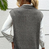 Donna - Gilet a coste con scollo a V - Vestibilità rilassata