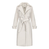 Trench lungo elegante da donna di alta qualità – Cappotto con revers larghi e cintura