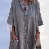 Abito a camicia midi casual elegante e ampio da donna - Completo estivo leggero, traspirante e confortevole