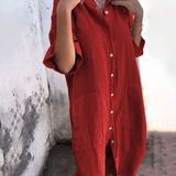 Abito a camicia midi casual elegante e ampio da donna - Completo estivo leggero, traspirante e confortevole