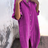 Abito a camicia midi casual elegante e ampio da donna - Completo estivo leggero, traspirante e confortevole