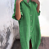 Abito a camicia midi casual elegante e ampio da donna - Completo estivo leggero, traspirante e confortevole