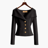 Gilet corto ed elegante a coste da donna - Comodo lavoro a maglia con bottoni