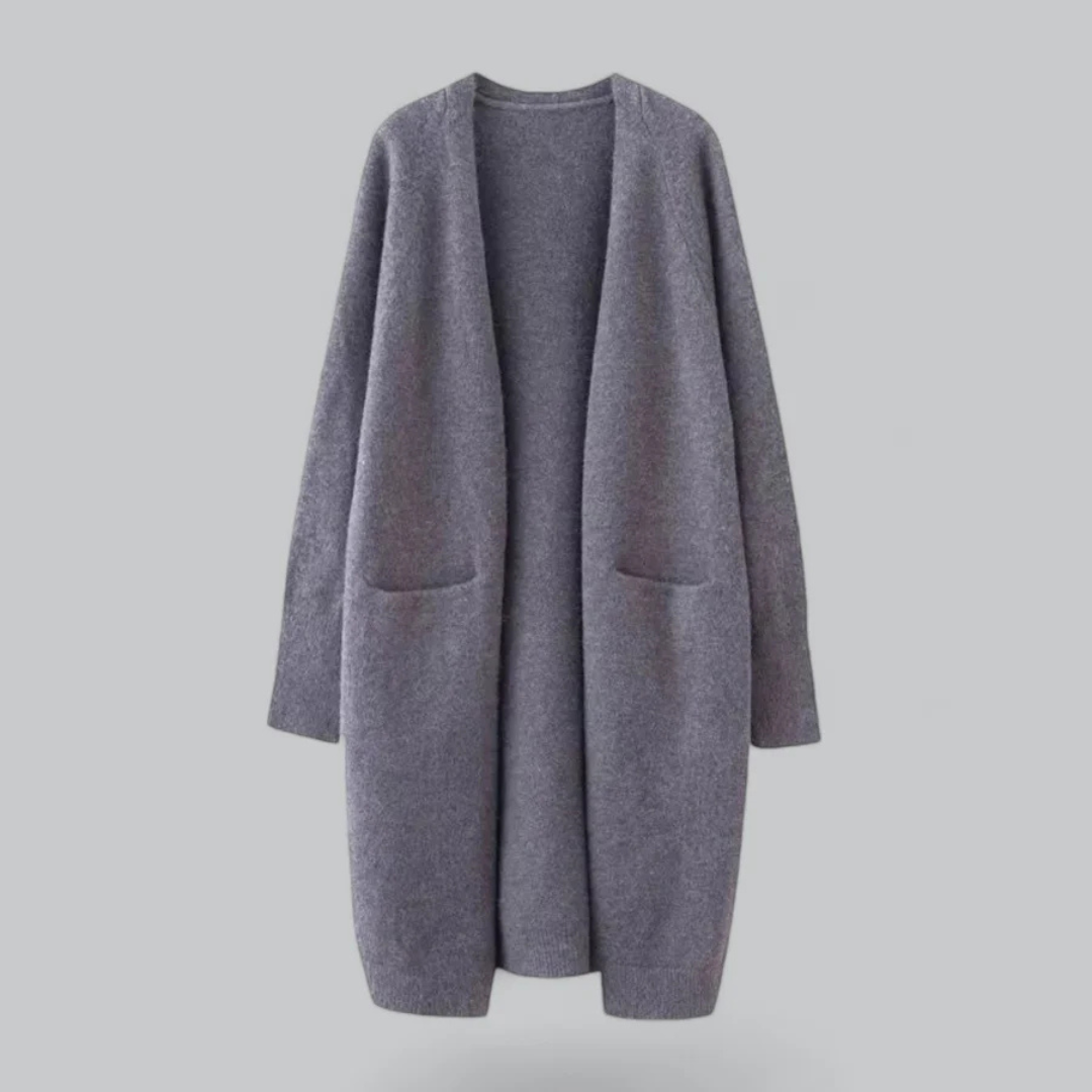 Cardigan da donna in maglia aperto sul davanti – strato caldo e lungo per l’uso quotidiano in autunno e inverno