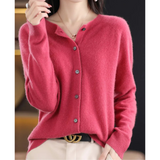 Cardigan di Lusso in Lana Merino e Cashmere per Donna – Maglia Invernale Elegante con Scollo a O