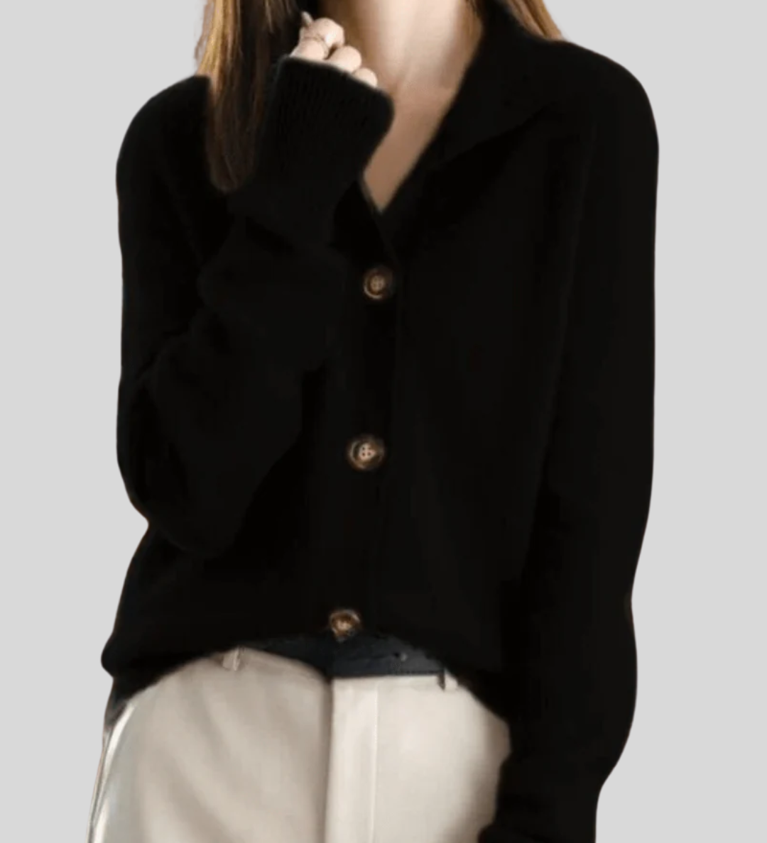 Cardigan da donna in misto lana – Maglia morbida con scollo a V e bottoni sul davanti
