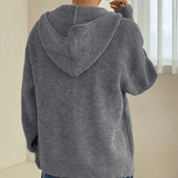 Felpa con cappuccio e cerniera in maglia da donna