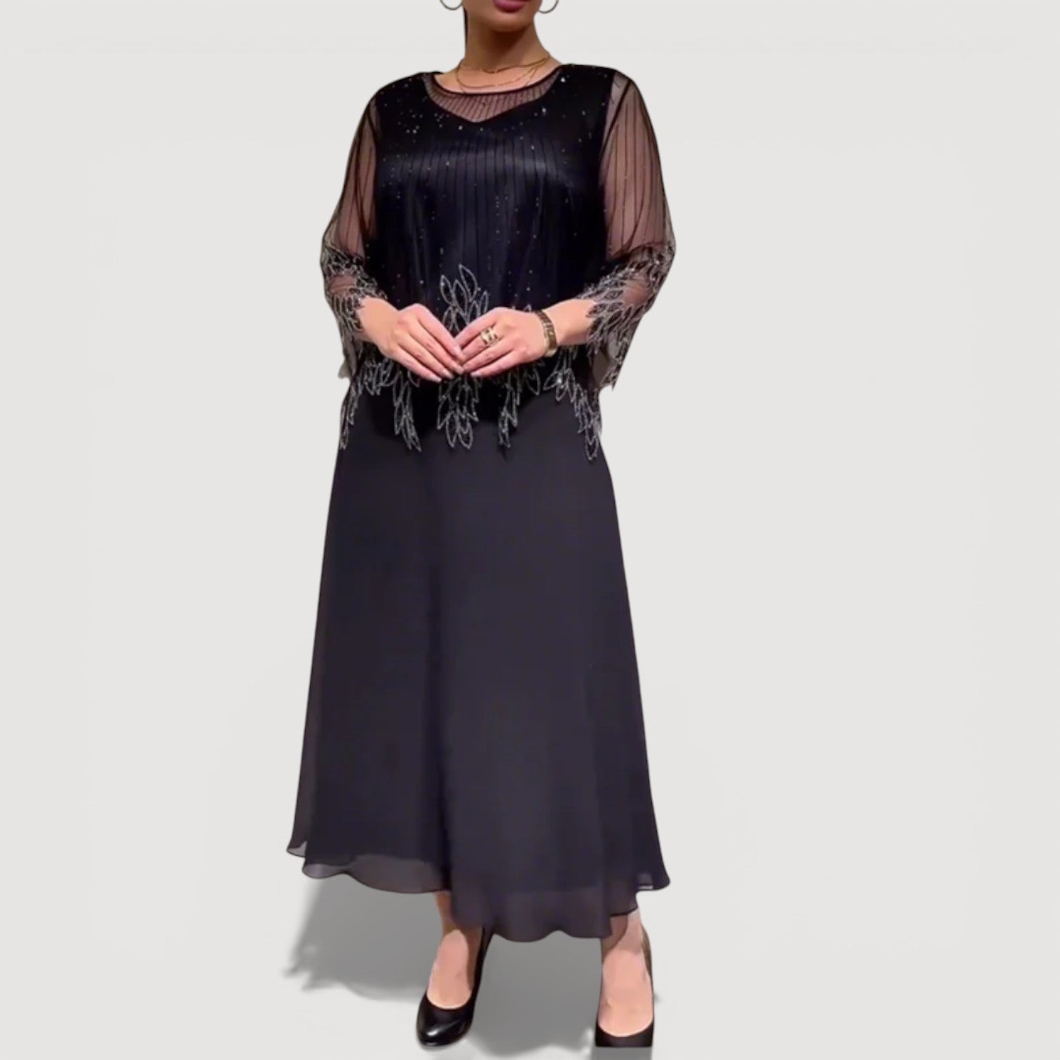 Abito Midi Scollo V per Donne – Adatto per Occasioni Festive e Uso Quotidiano