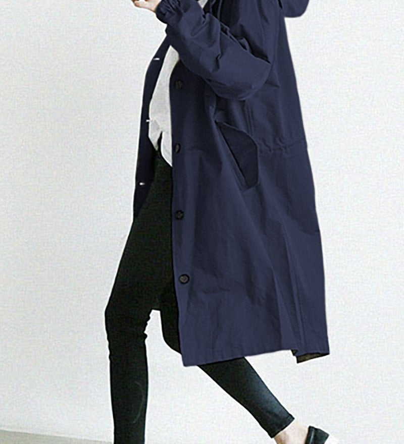 Trench Coat Slim Fit Donna – Impermeabile con Cappuccio, Adatto per Primavera e Autunno