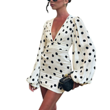 Abito Scollo a V Fitted per Donne – Con Maniche Lunghe, Adatto per Occasioni Casual e Festive