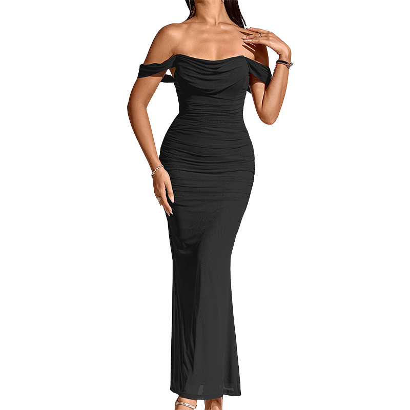 Abito Scollo Asimmetrico per Donna – Adatto per Occasioni Festive, Con Spallina e Dettagli in Corsetto