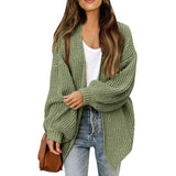 Cardigan da donna in maglia grossa – Modello oversize avvolgente con maniche a lanterna