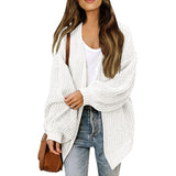 Cardigan da donna in maglia grossa – Modello oversize avvolgente con maniche a lanterna