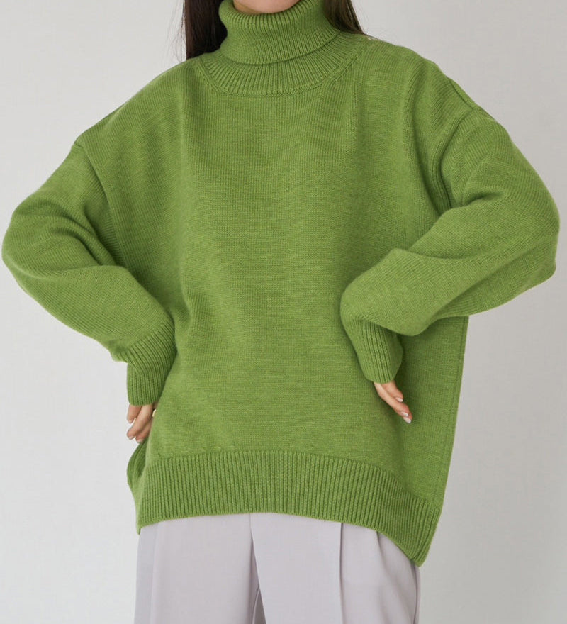 Maglione oversize da donna a collo alto – maglia invernale morbida per stratificare ogni giorno