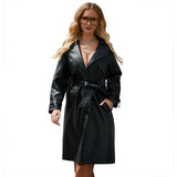 Trench lungo elegante da donna di alta qualità – Cappotto con revers larghi e cintura