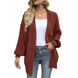 Cardigan da donna in maglia grossa – Modello oversize avvolgente con maniche a lanterna