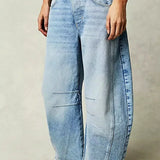 Jeans a vita alta alla moda da donna - Pantaloni in denim unici con gamba larga