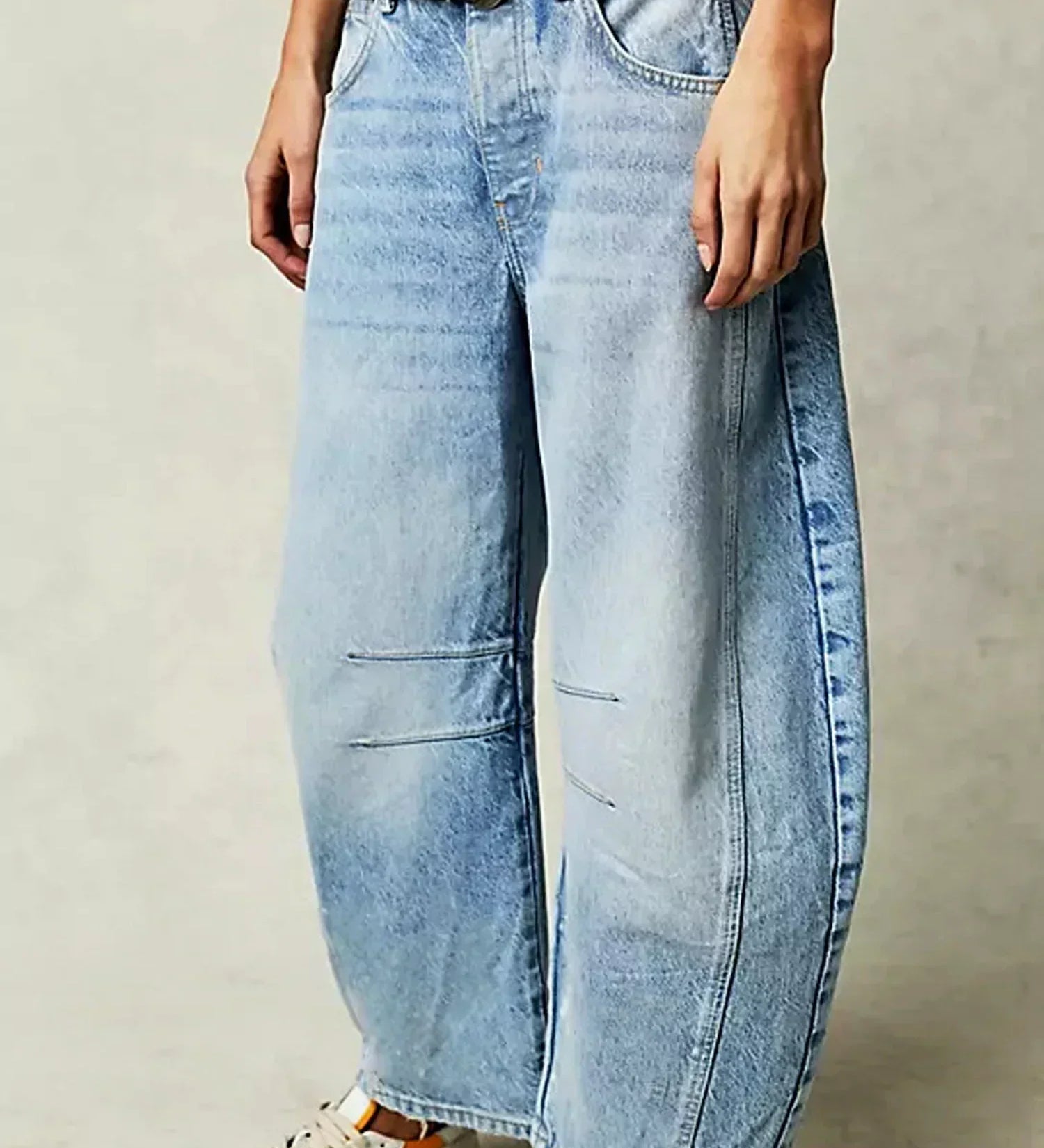 Jeans a vita alta alla moda da donna - Pantaloni in denim unici con gamba larga