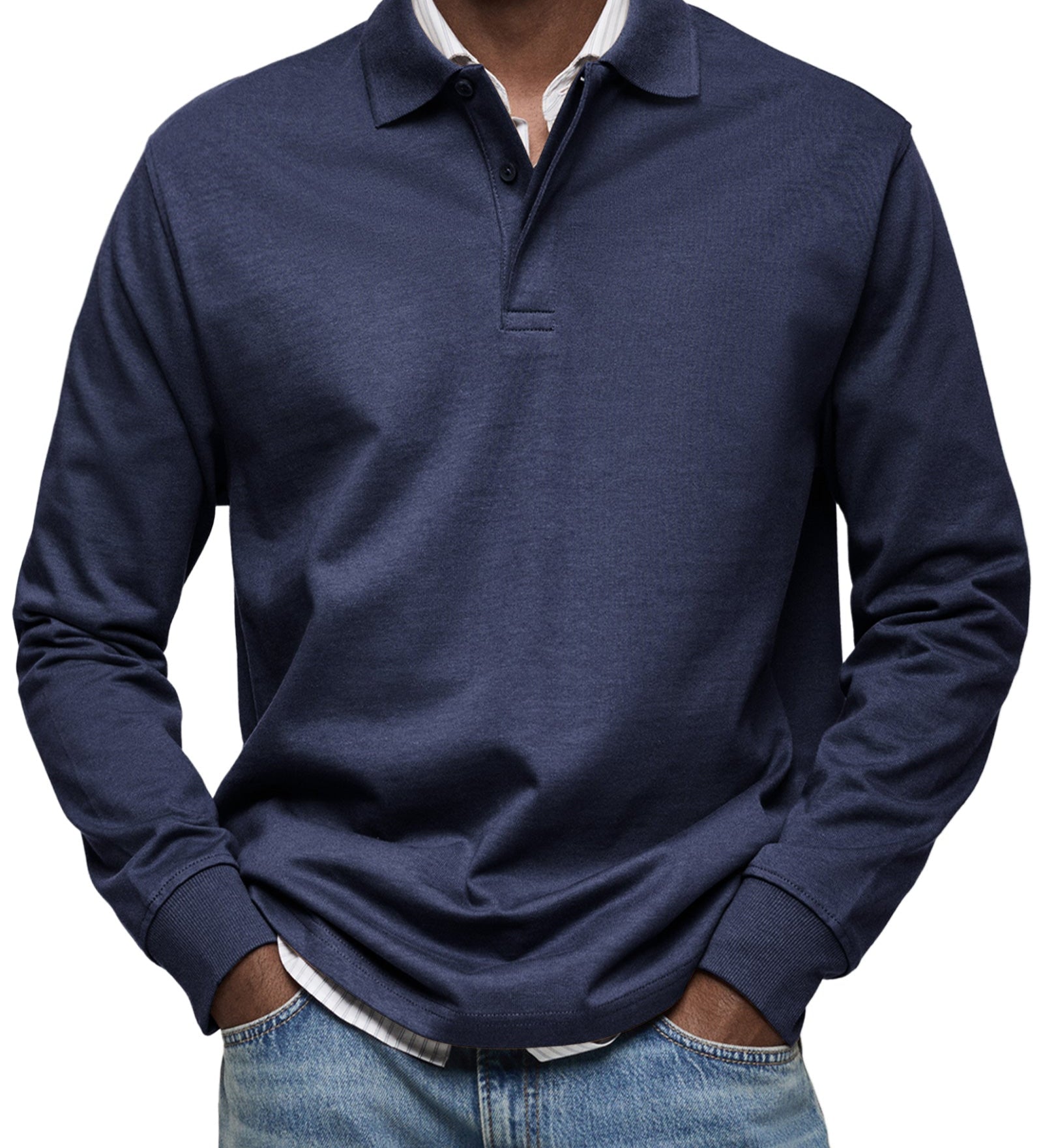 Varel | Camicia Poloshirt Casual a Maniche Lunghe