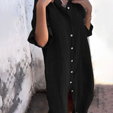Abito a camicia midi casual elegante e ampio da donna - Completo estivo leggero, traspirante e confortevole