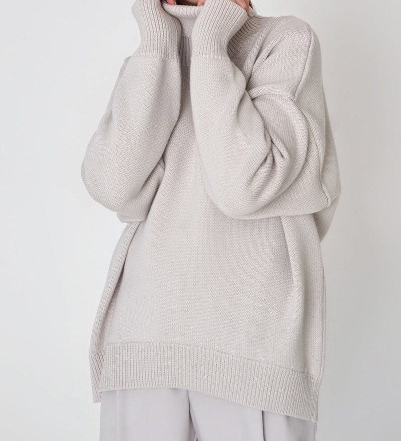 Maglione oversize da donna a collo alto – maglia invernale morbida per stratificare ogni giorno