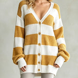 Cardigan cappotto donna a righe in maglia - Morbido e comodo