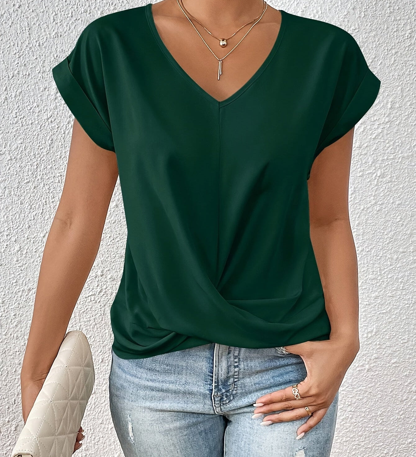 T-shirt Slim Fit Donna – Casual con scollo a V per Uso Quotidiano