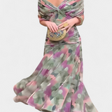 Elegante abito lungo da donna con scollo a V e stampa floreale – Abito estivo lungo e fluido