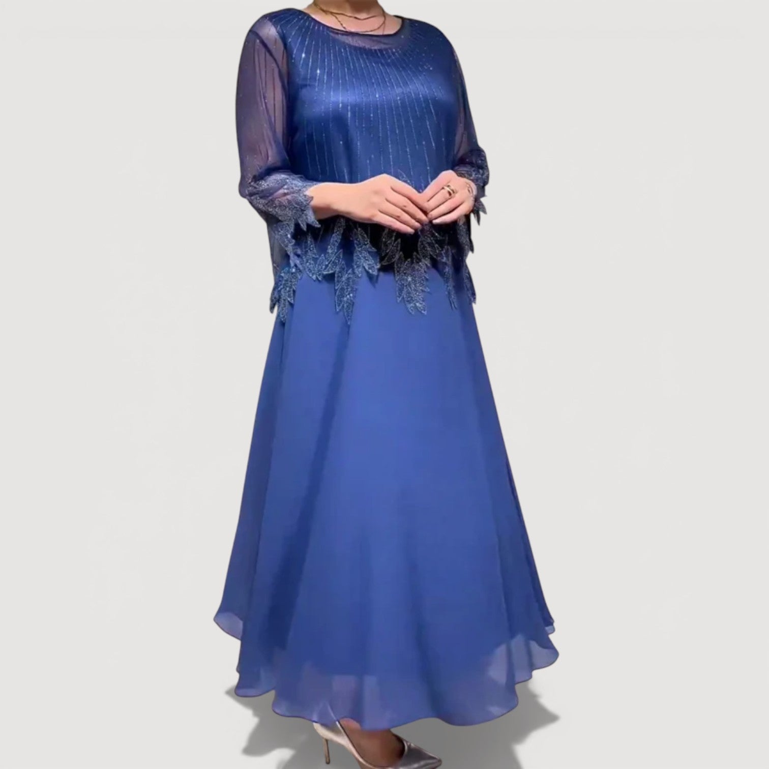 Abito Midi Scollo V per Donne – Adatto per Occasioni Festive e Uso Quotidiano