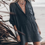 Abito camicia in misto cotone chic da donna