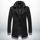 Cappotto da uomo in misto lana – Giacca con doppio collo e cerniera completa