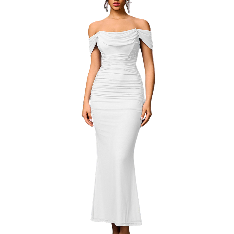 Abito Scollo Asimmetrico per Donna – Adatto per Occasioni Festive, Con Spallina e Dettagli in Corsetto