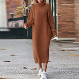 Donna - Vestito midi in maglia con collo a dolcevita