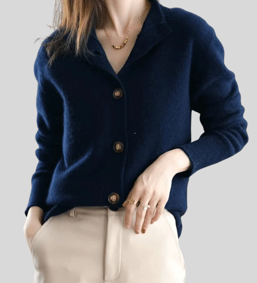 Cardigan da donna in misto lana – Maglia morbida con scollo a V e bottoni sul davanti