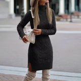 Donna - Vestito midi dolcevita lavorato a maglia - Vestibilità slim