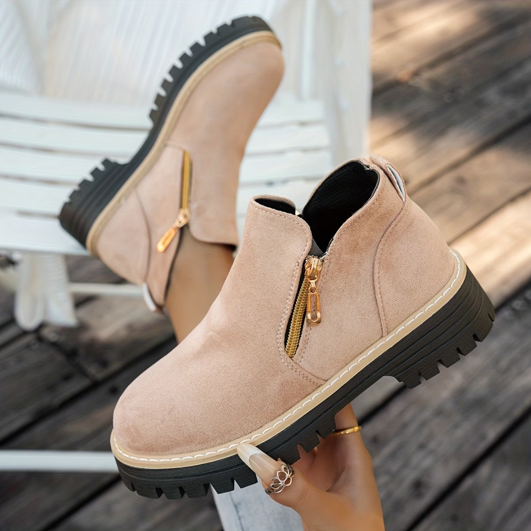 Federica™ | Stivaletto con doppia zip dorata
